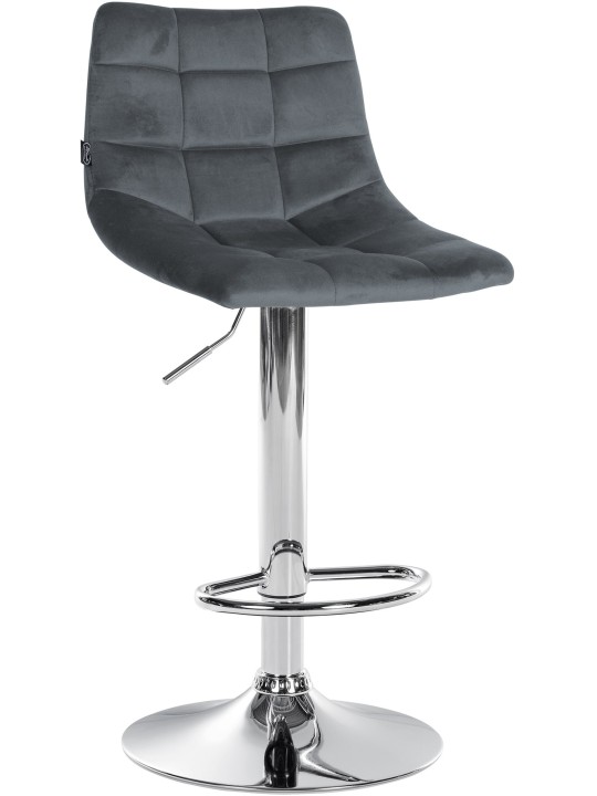 Lot de 2 tabourets de bar Jerry velours chrome, gris foncé