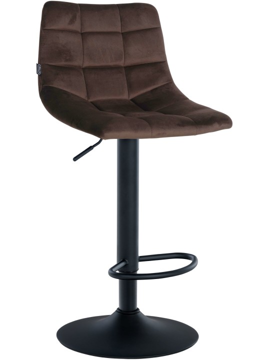 Lot de 2 tabourets de bar Jerry velours, brun