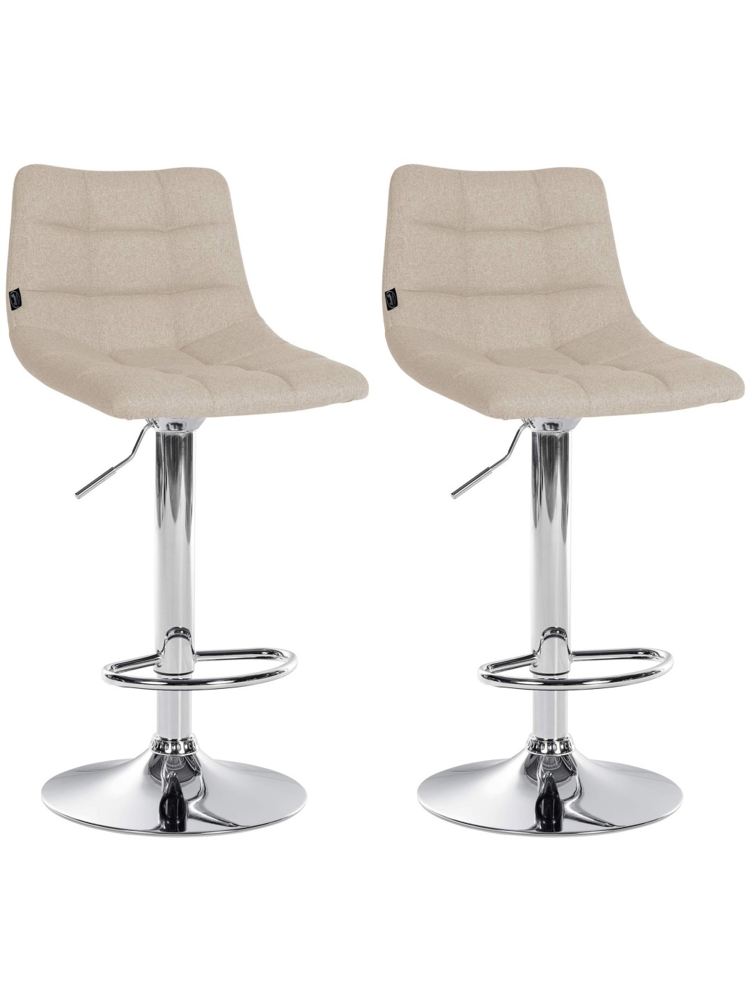 Lot de 2 tabourets de bar Jerry tissu chrome, crème