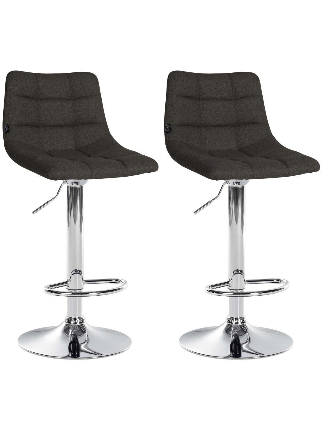 Lot de 2 tabourets de bar Jerry tissu chrome, gris foncé