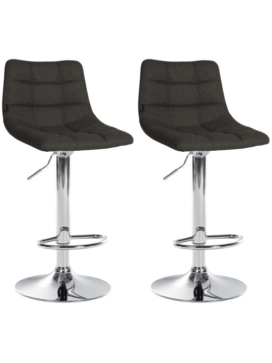 Lot de 2 tabourets de bar Jerry tissu chrome, gris foncé