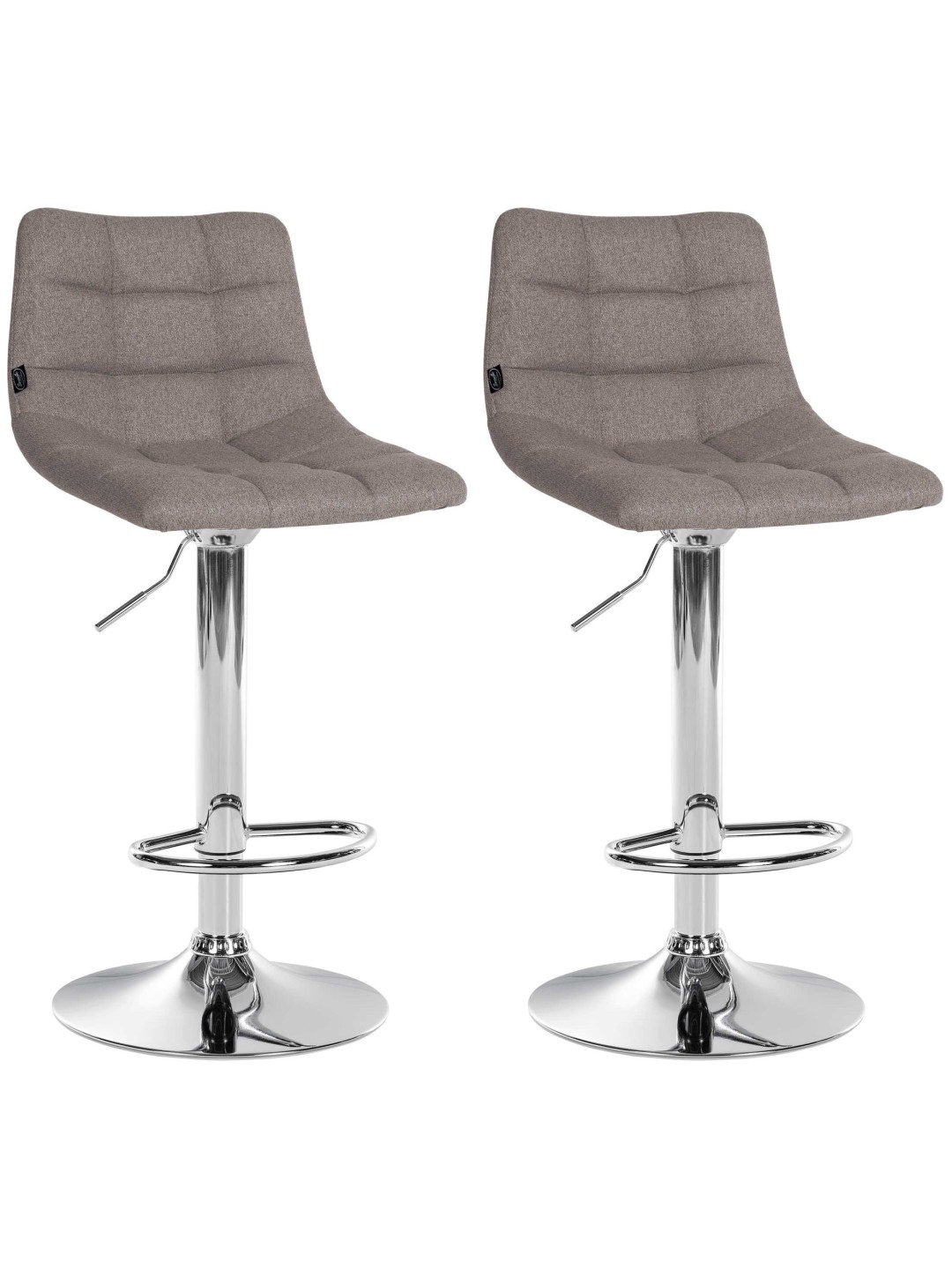 Lot de 2 tabourets de bar Jerry tissu chrome, gris