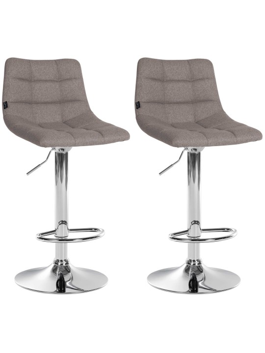 Lot de 2 tabourets de bar Jerry tissu chrome, gris