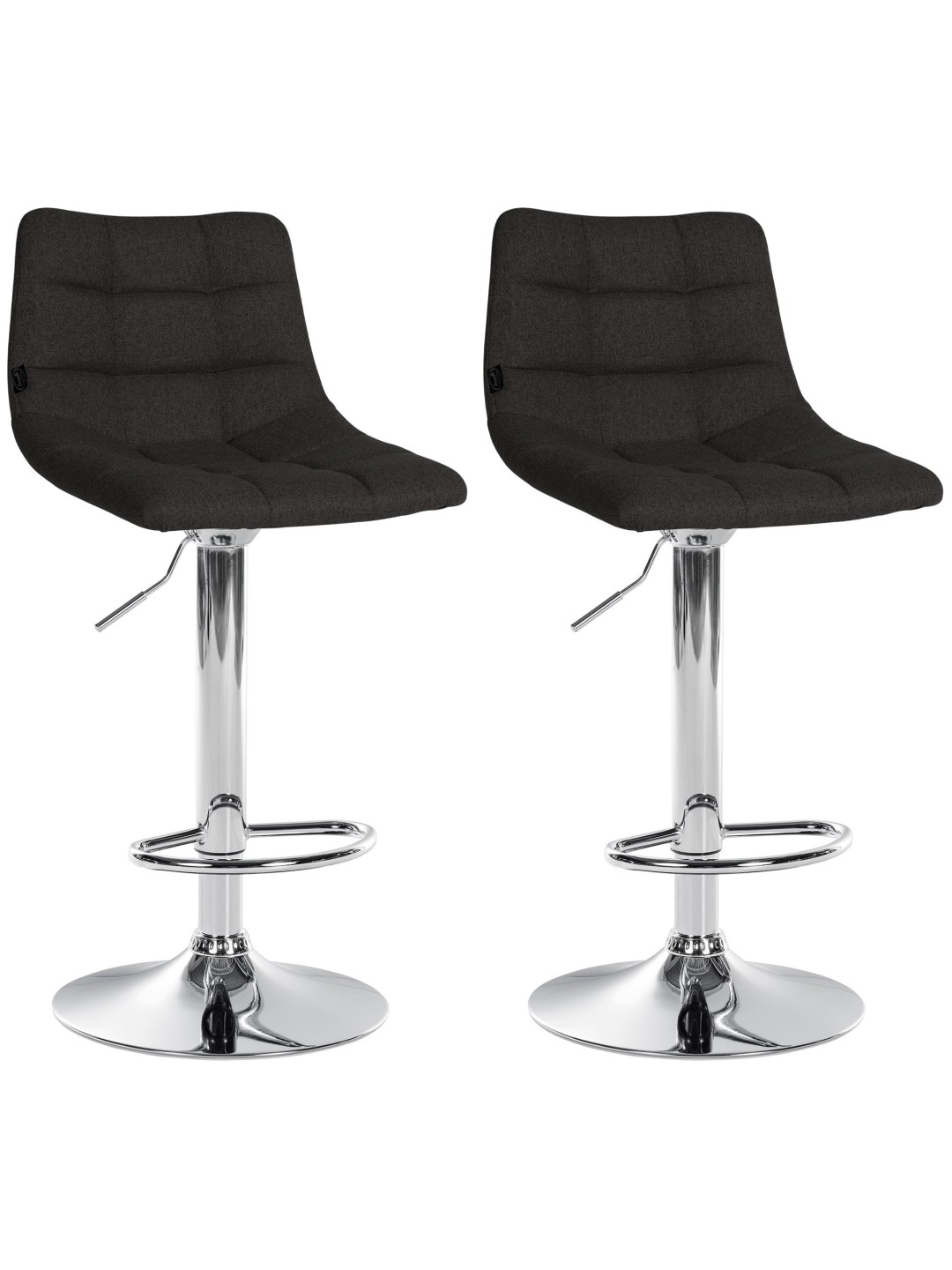 Lot de 2 tabourets de bar Jerry tissu chrome, noir