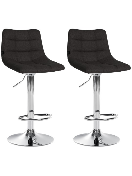 Lot de 2 tabourets de bar Jerry tissu chrome, noir