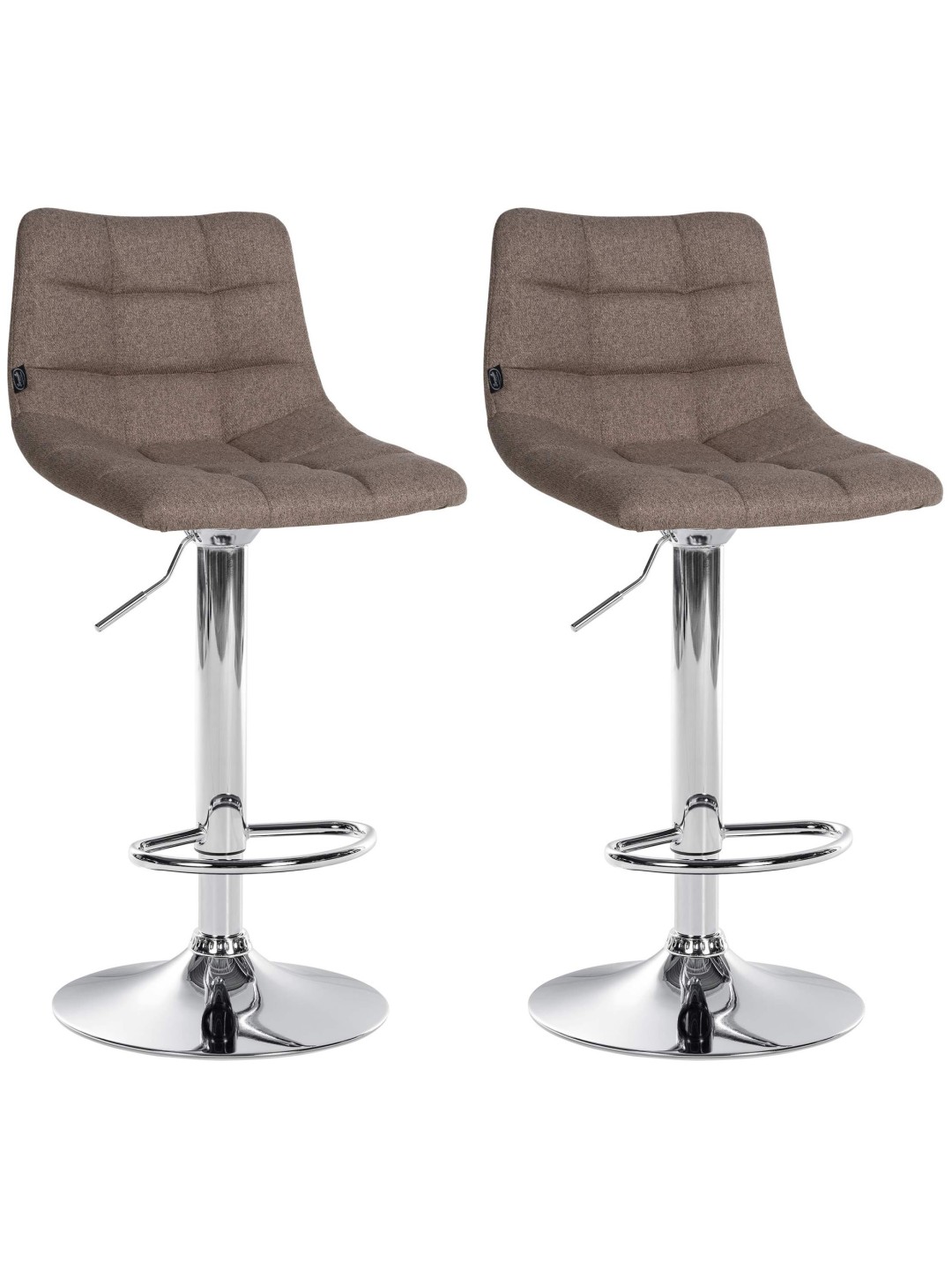 Lot de 2 tabourets de bar Jerry tissu chrome, taupe