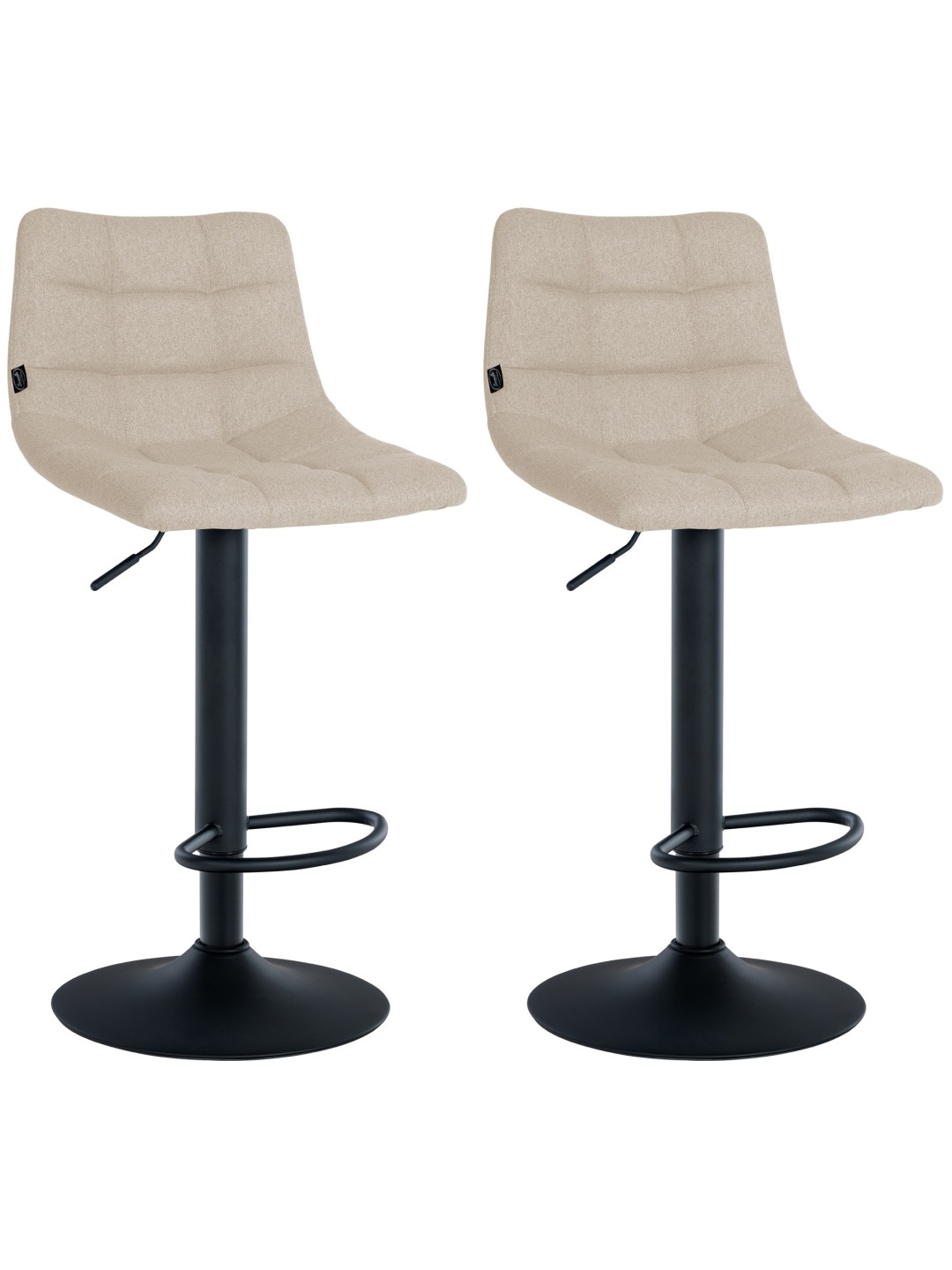 Lot de 2 tabourets de bar Jerry tissu, crème