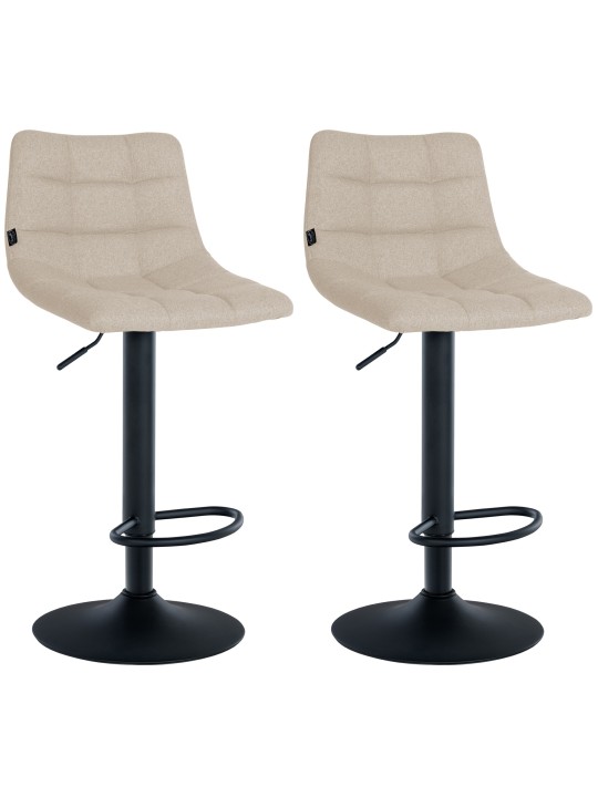 Lot de 2 tabourets de bar Jerry tissu, crème