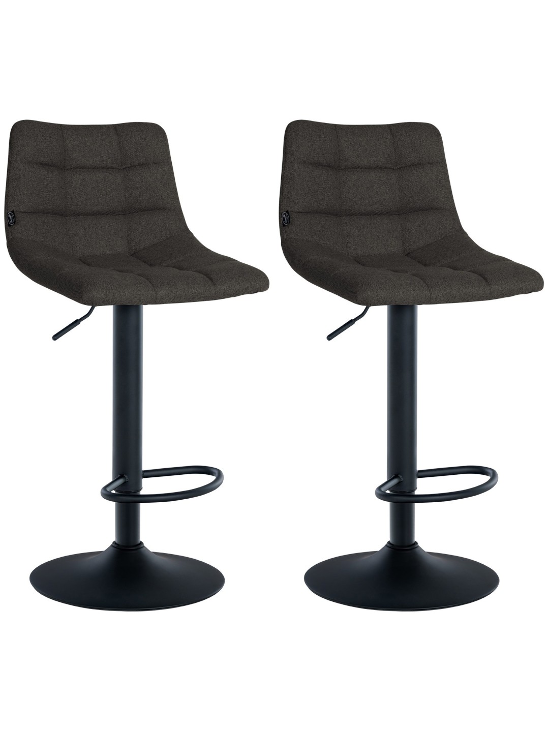 Lot de 2 tabourets de bar Jerry tissu, gris foncé