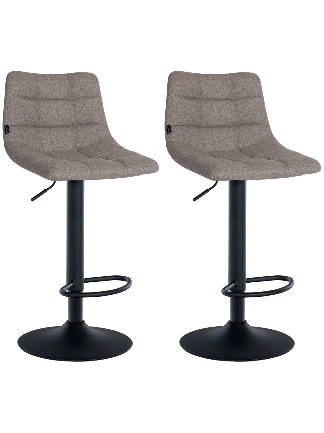 Lot de 2 tabourets de bar Jerry tissu, gris
