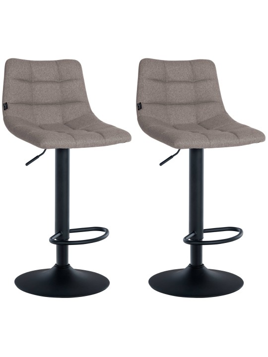 Lot de 2 tabourets de bar Jerry tissu, gris