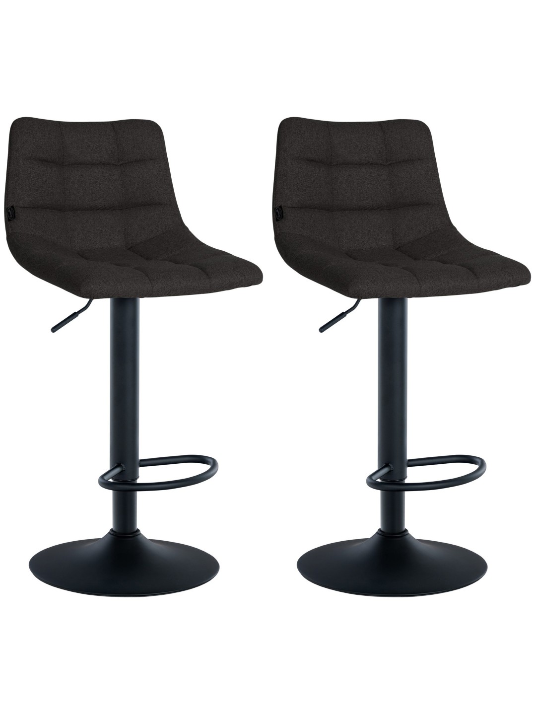 Lot de 2 tabourets de bar Jerry tissu, noir