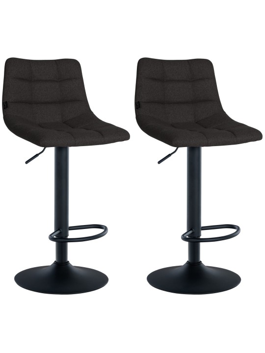 Lot de 2 tabourets de bar Jerry tissu, noir
