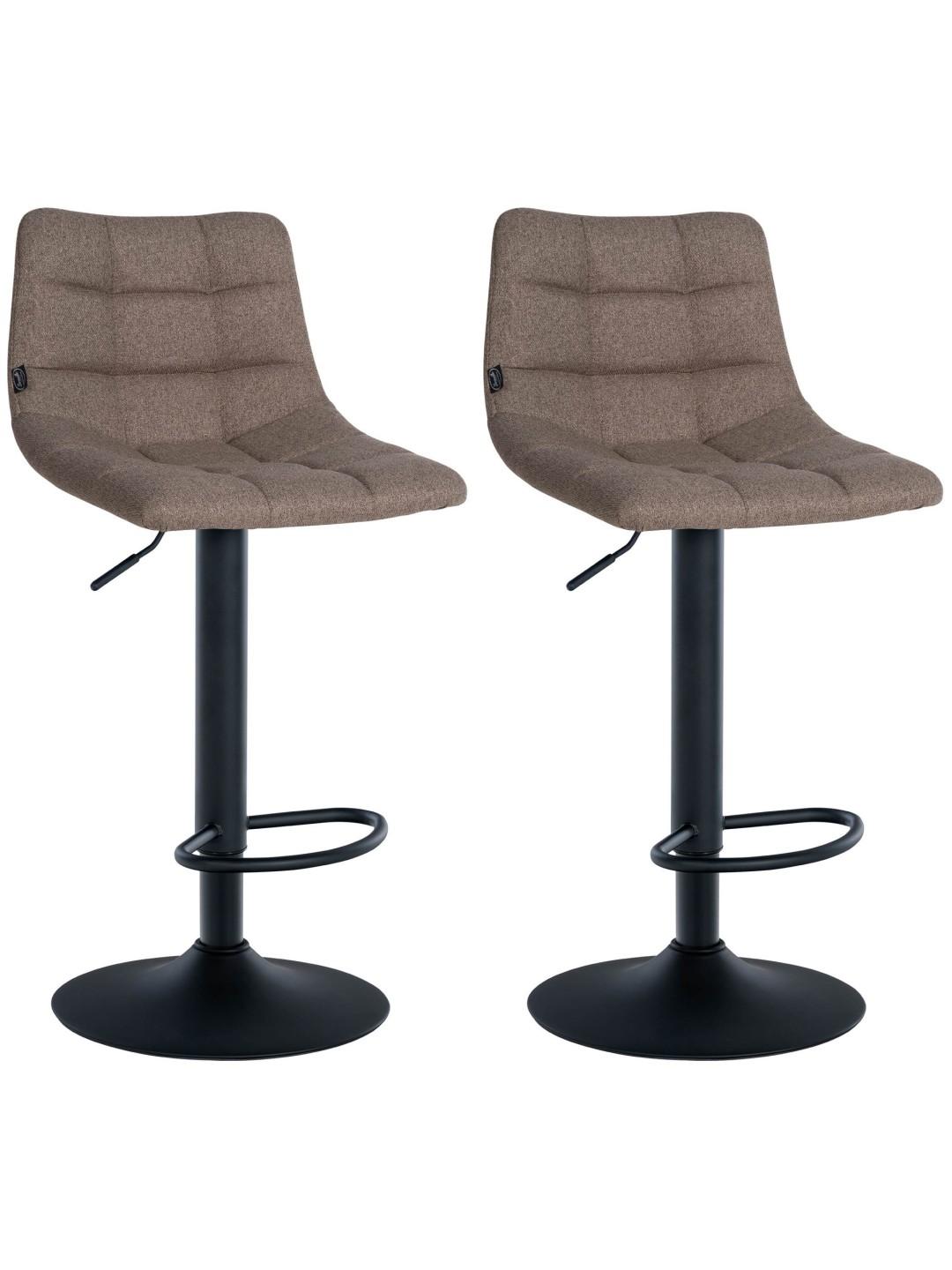 Lot de 2 tabourets de bar Jerry tissu, taupe