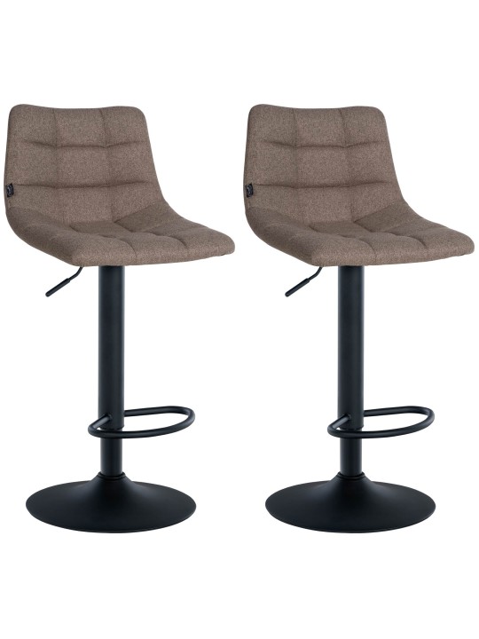 Lot de 2 tabourets de bar Jerry tissu, taupe
