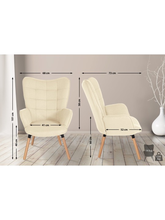 Fauteuil Garding tissu, crème