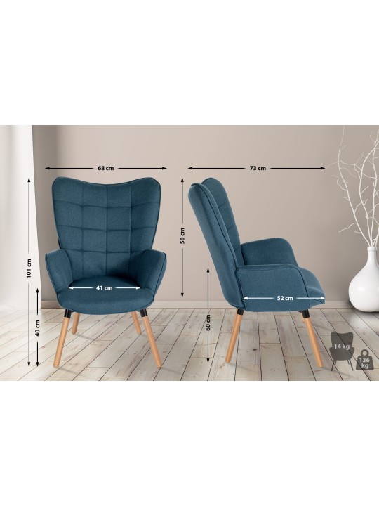 Fauteuil Garding tissu, bleu