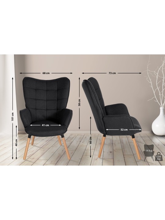 Fauteuil Garding tissu, noir