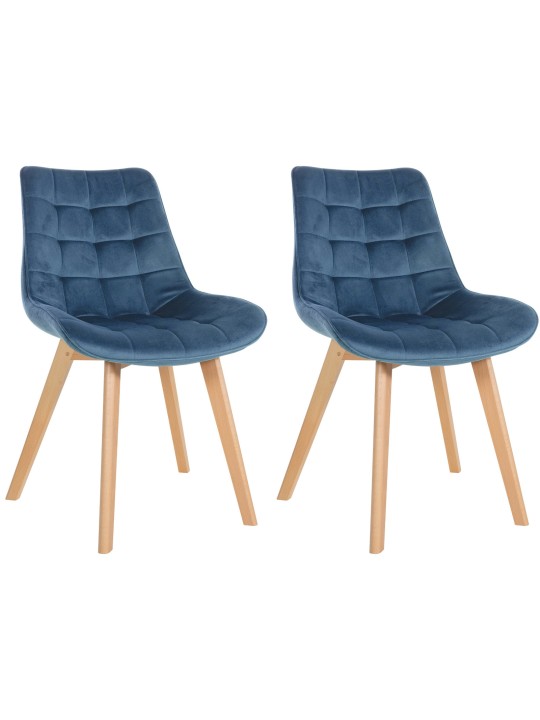 Lot de 2 chaises Brook velours, bleu