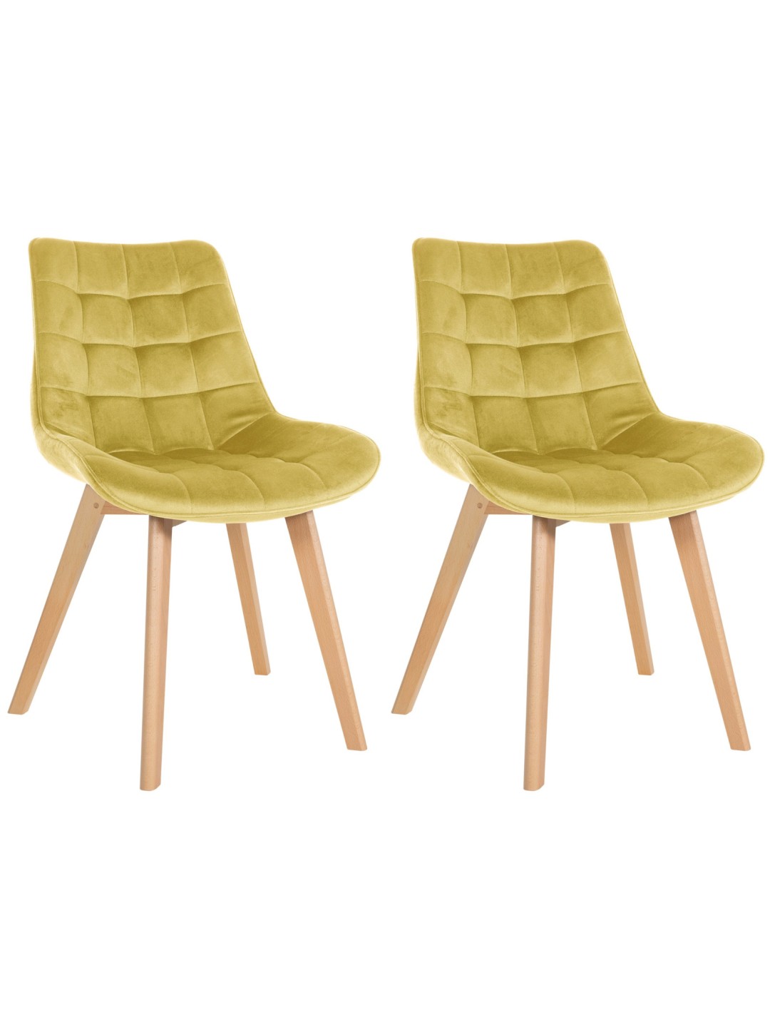 Lot de 2 chaises Brook velours, jaune