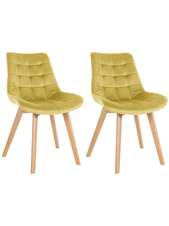 Lot de 2 chaises Brook velours, jaune