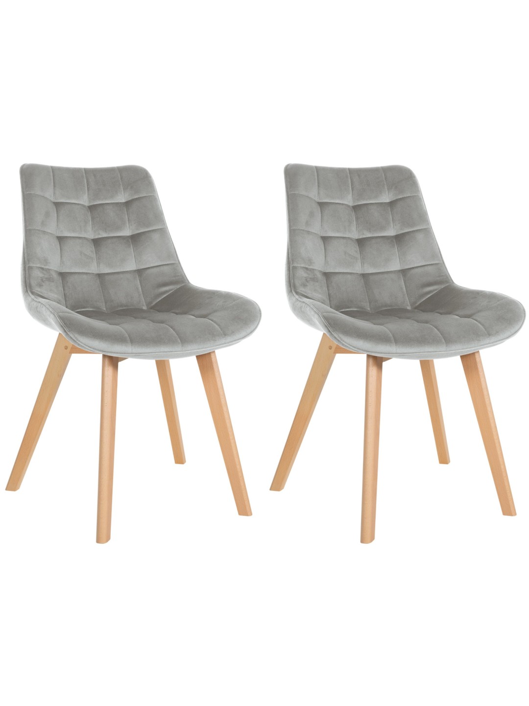 Lot de 2 chaises Brook velours, gris