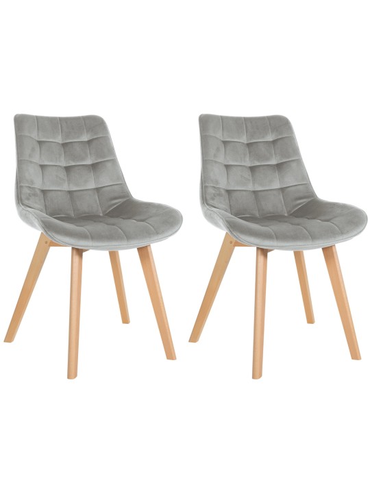Lot de 2 chaises Brook velours, gris