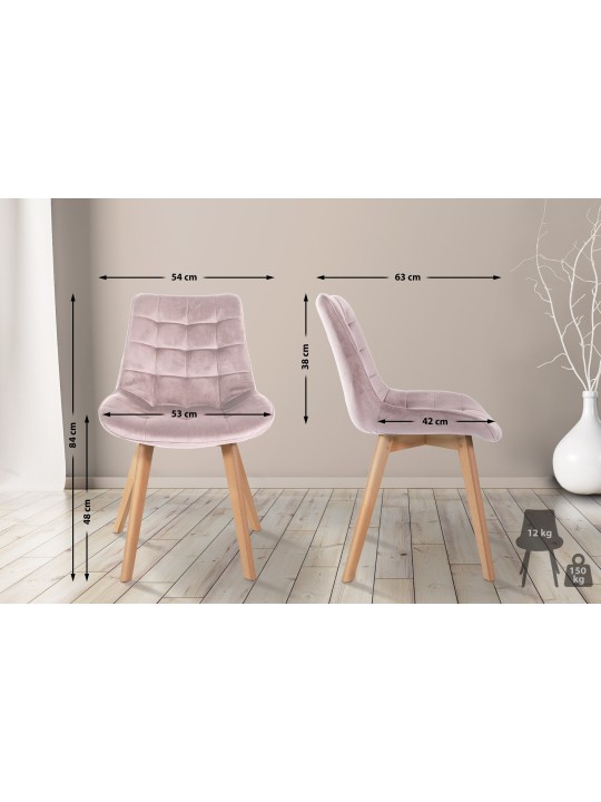 Lot de 2 chaises Brook velours, rose