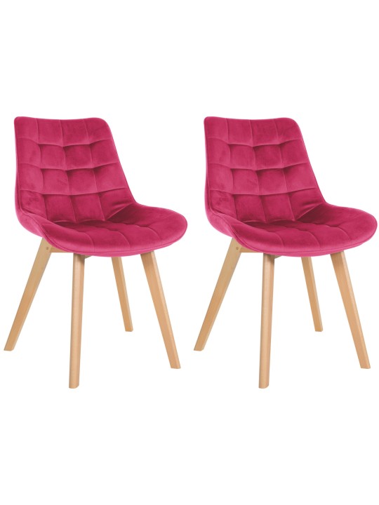Lot de 2 chaises Brook velours, rouge