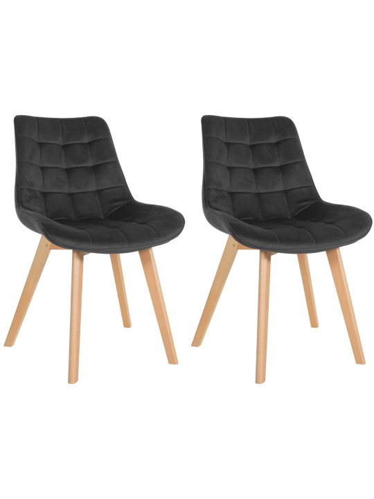 Lot de 2 chaises Brook velours, noir