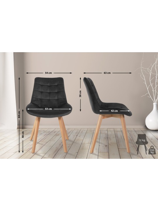 Lot de 2 chaises Brook velours, noir