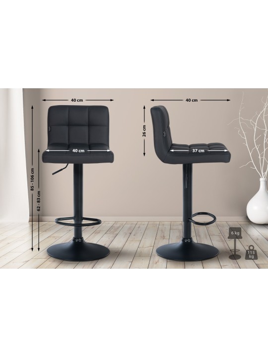 Tabouret de bar Feni simili cuir, noir