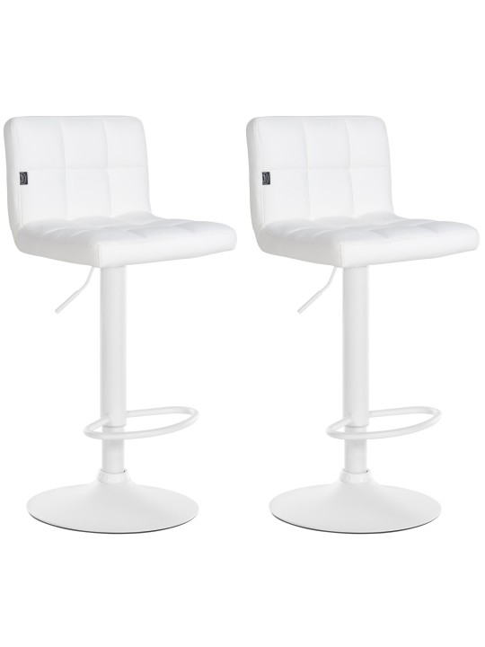 Lot de 2 tabourets de bar Feni simili cuir, blanc Lot de 2 tabourets de bar Feni simili cuir, blanc