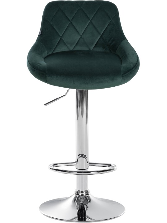 Lot de 2 tabourets de bar Lazio velours chrome, vert foncé