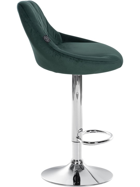 Lot de 2 tabourets de bar Lazio velours chrome, vert foncé