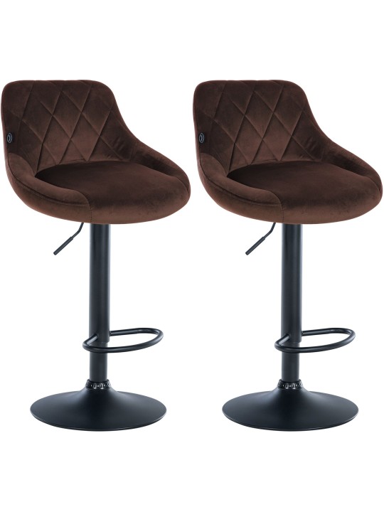 Lot de 2 tabourets de bar Lazio velours, brun Lot de 2 tabourets de bar Lazio velours, brun