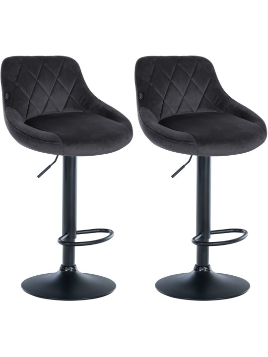 Lot de 2 tabourets de bar Lazio velours, gris foncé