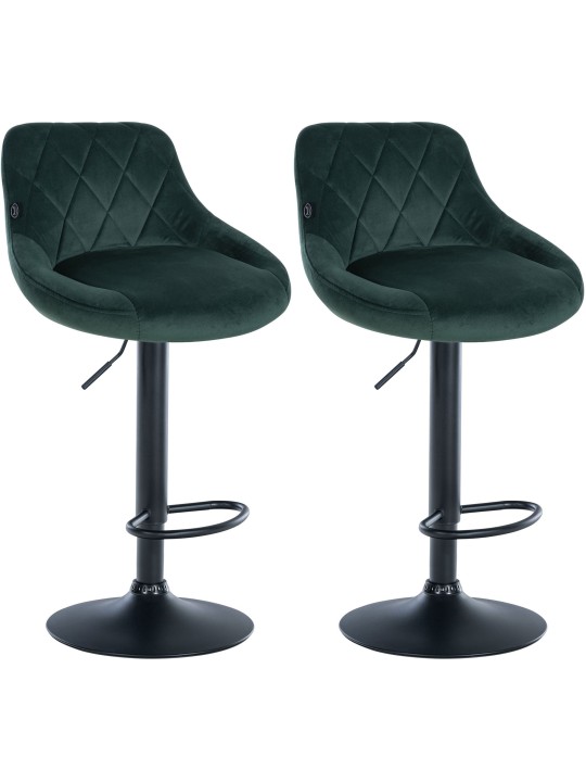 Lot de 2 tabourets de bar Lazio velours, vert foncé Lot de 2 tabourets de bar Lazio velours, vert foncé