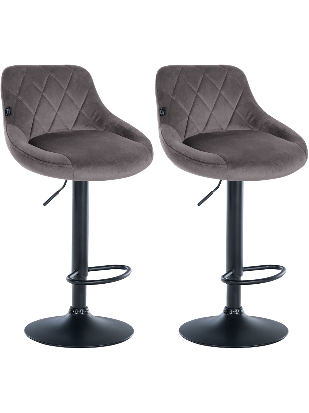 Lot de 2 tabourets de bar Lazio velours, gris
