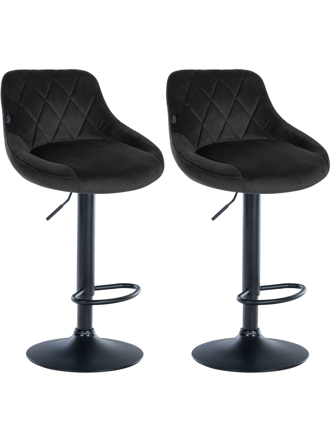 Lot de 2 tabourets de bar Lazio velours, noir
