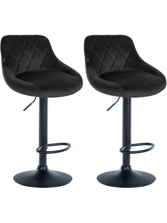 Lot de 2 tabourets de bar Lazio velours, noir Lot de 2 tabourets de bar Lazio velours, noir