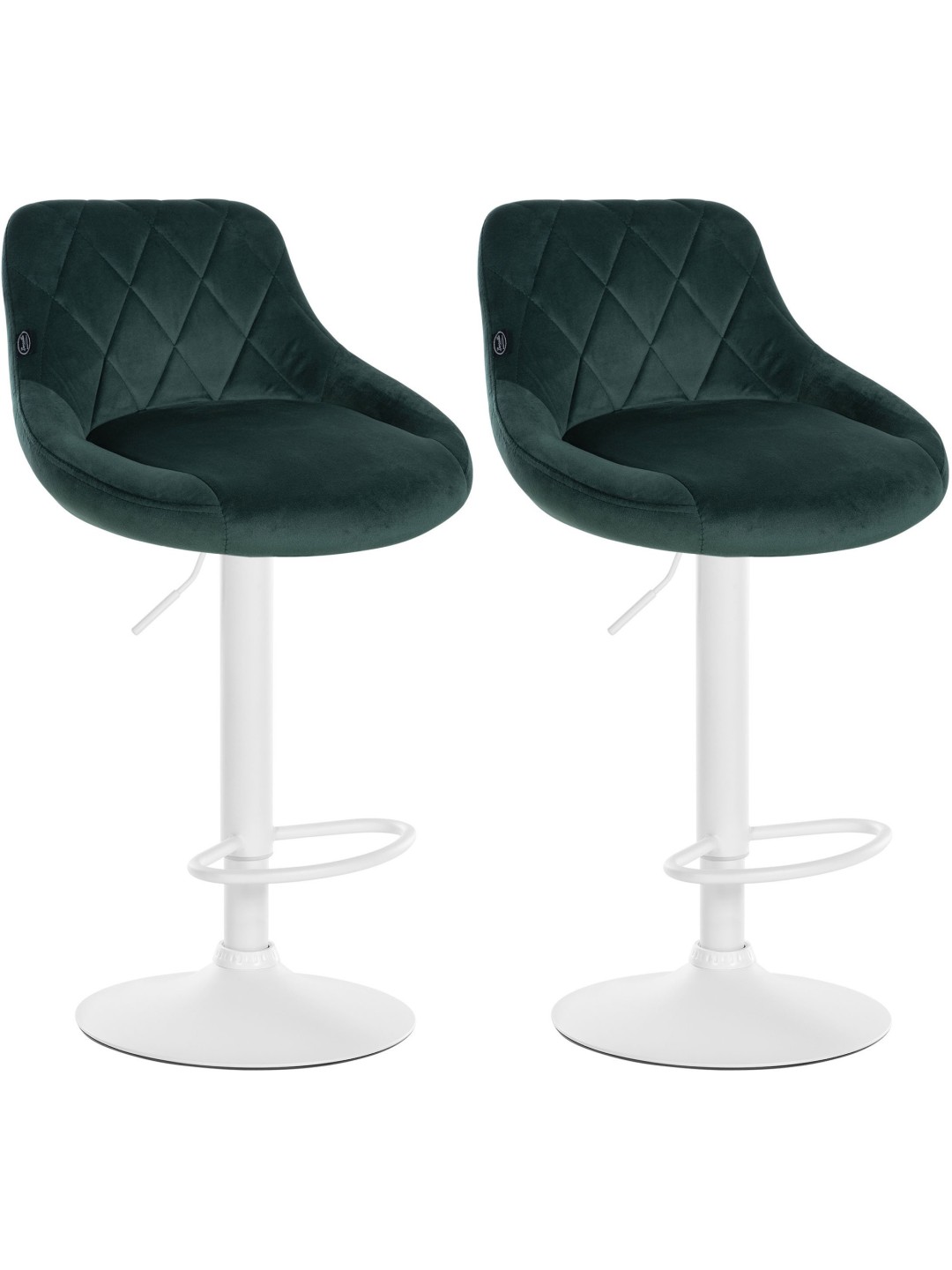 Lot de 2 tabourets de bar Lazio velours, vert foncé