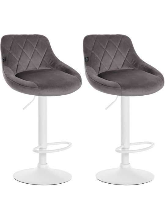 Lot de 2 tabourets de bar Lazio velours, gris Lot de 2 tabourets de bar Lazio velours, gris
