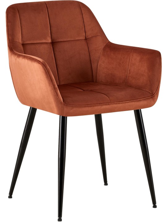 Chaise visiteur Emia velours, brun