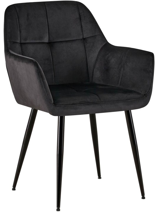 Chaise visiteur Emia velours, noir