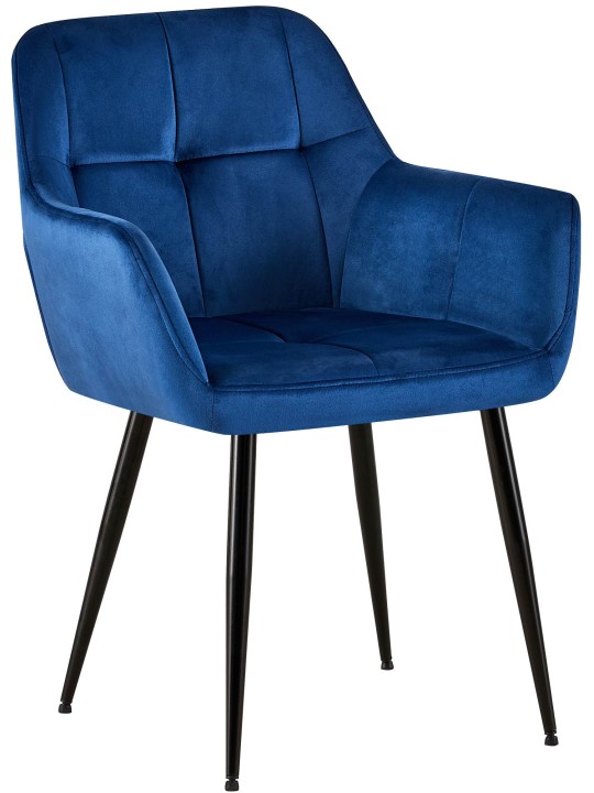 Chaise visiteur Emia velours, bleu