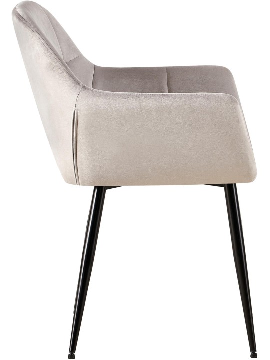 Chaise visiteur Emia velours, gris clair