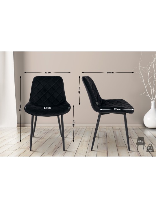 Chaise Springs Velvet, noir