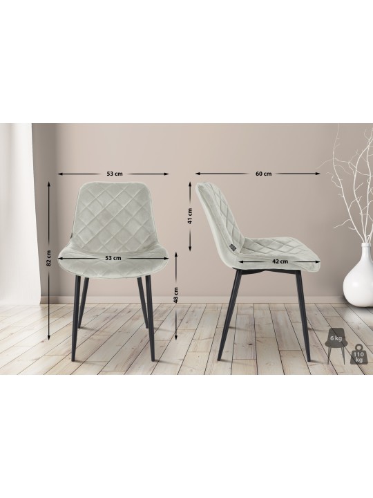 Lot de 4 Chaises Springs Velours, crème