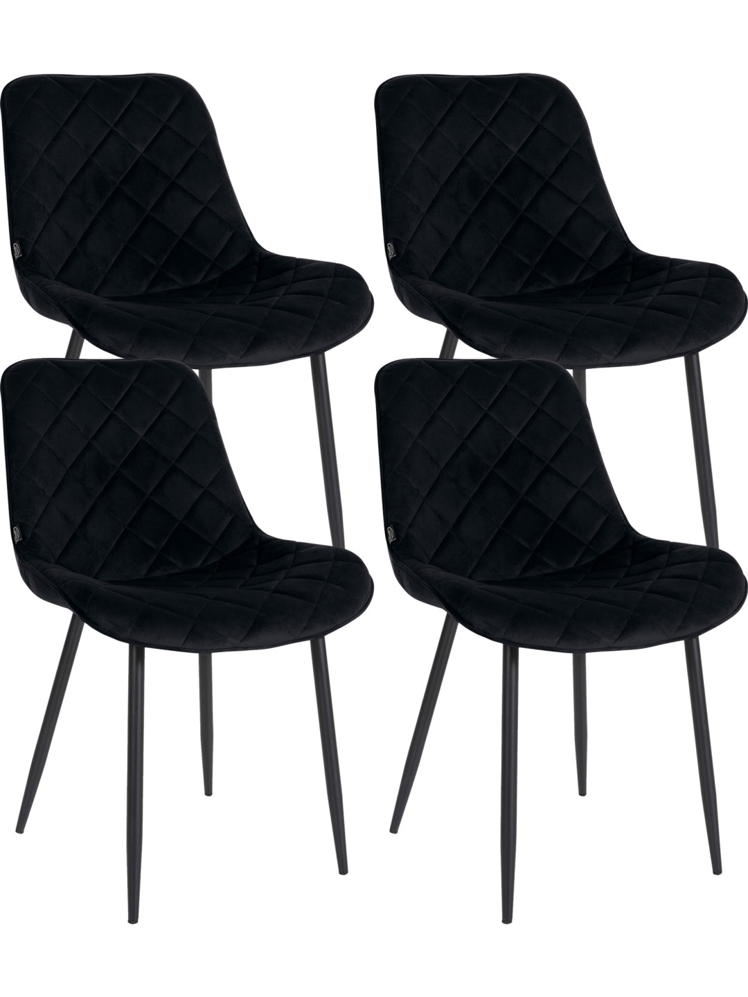 Lot de 4 Chaises Springs Velours, noir